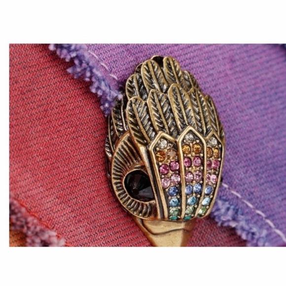 Kurt Geiger Denim Mini Kensington Multicolor Diagonal Stripe Chain Shoulder Bag - Picture 2 of 5